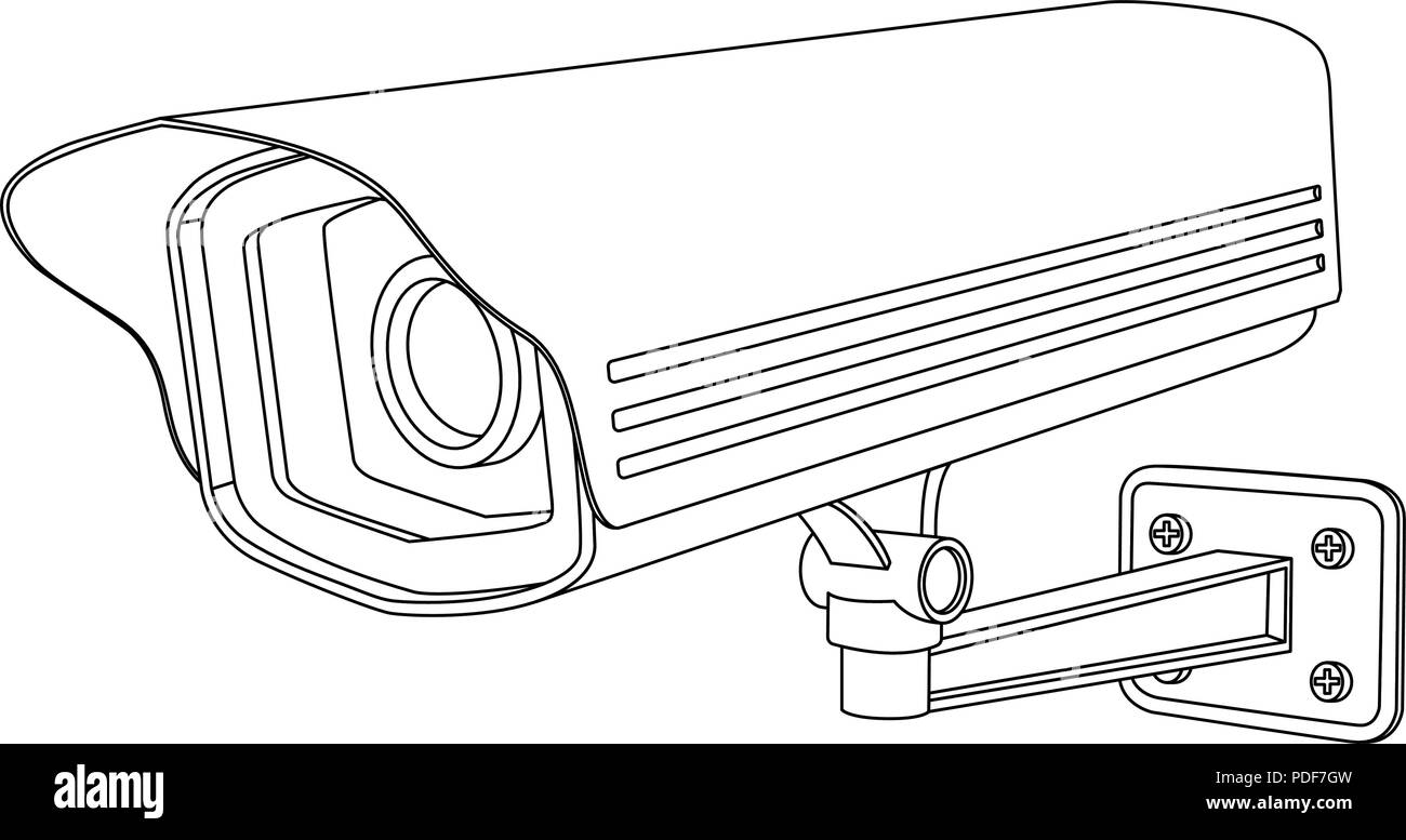 CCTV-Kamera. Strichzeichnung Stock Vektor