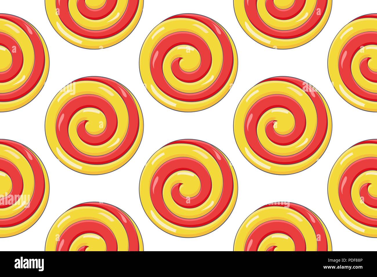 Swirl Lollipop. Rot Gelb Kandiszucker. Seamess Muster Stock Vektor