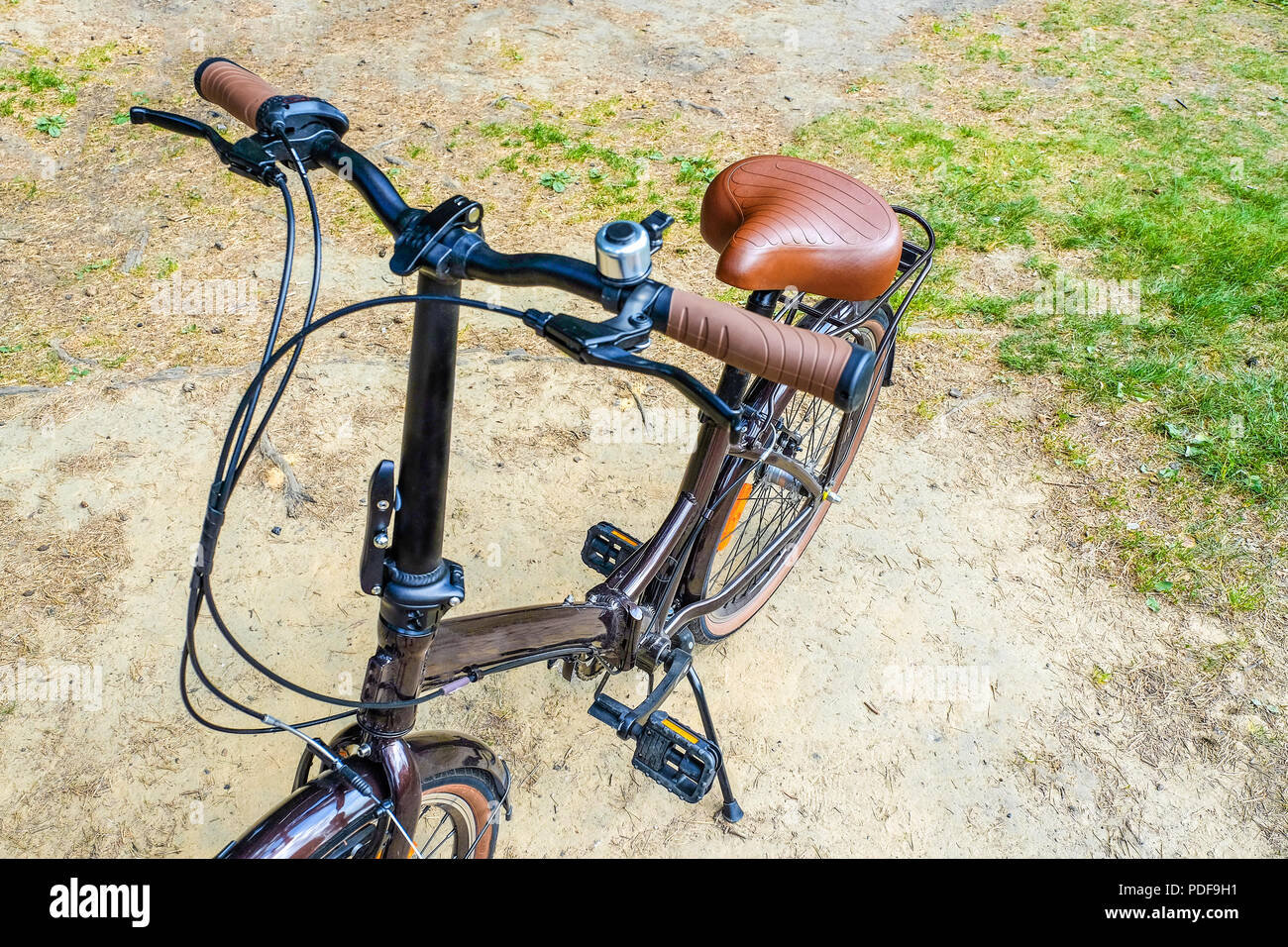 Der Lenker des Fahrrads. die Bremse. Stockfoto