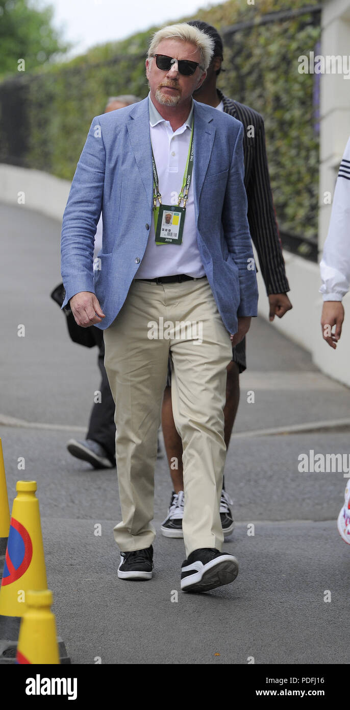 Boris Becker in Wimbledon 2018 Mit: Boris Becker Wo: London, Großbritannien Wann: 09 Aug 2018 Quelle: WENN.com Stockfoto