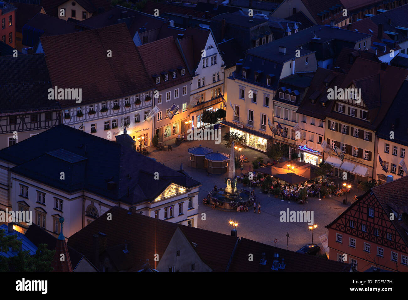 Marktplatz am Abend, Kulmbach, Oberfranken, Bayern, Deutschland Stockfoto