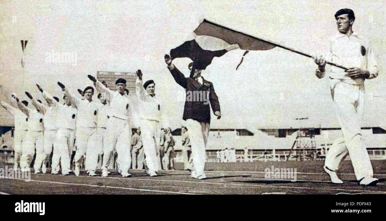 118 Défilé de l'Équipe de France au Stadion Mussolini de Turin, lors des Ministerpraesidenten championnats d'Europe d'athlétisme en 1934 Stockfoto