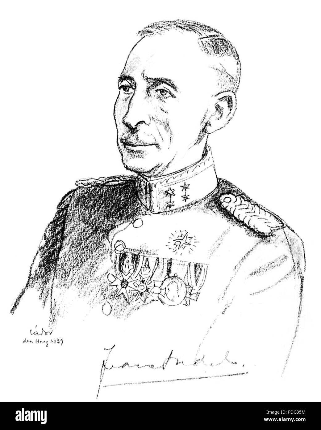 167 Jan van Andel (1877-1972), - luitenant Generaal, Kommandant van de Vesting Holland Stockfoto