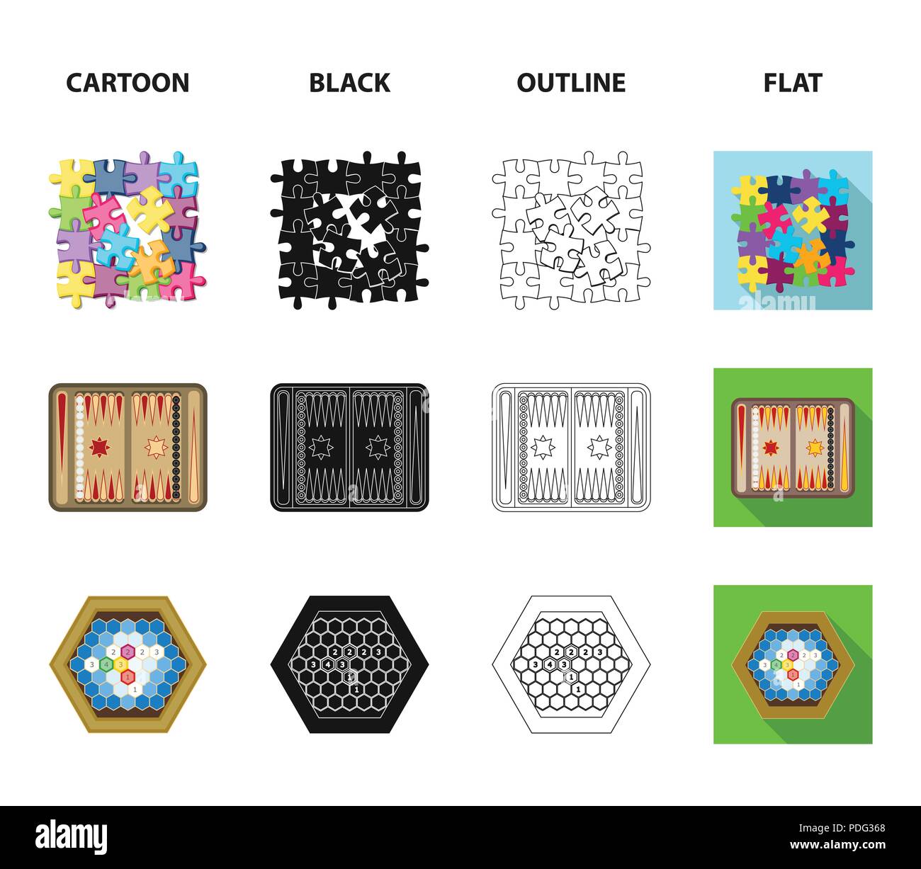 Brettspiel Cartoon, schwarz, Outline, Flachbild Symbole im Set Sammlung