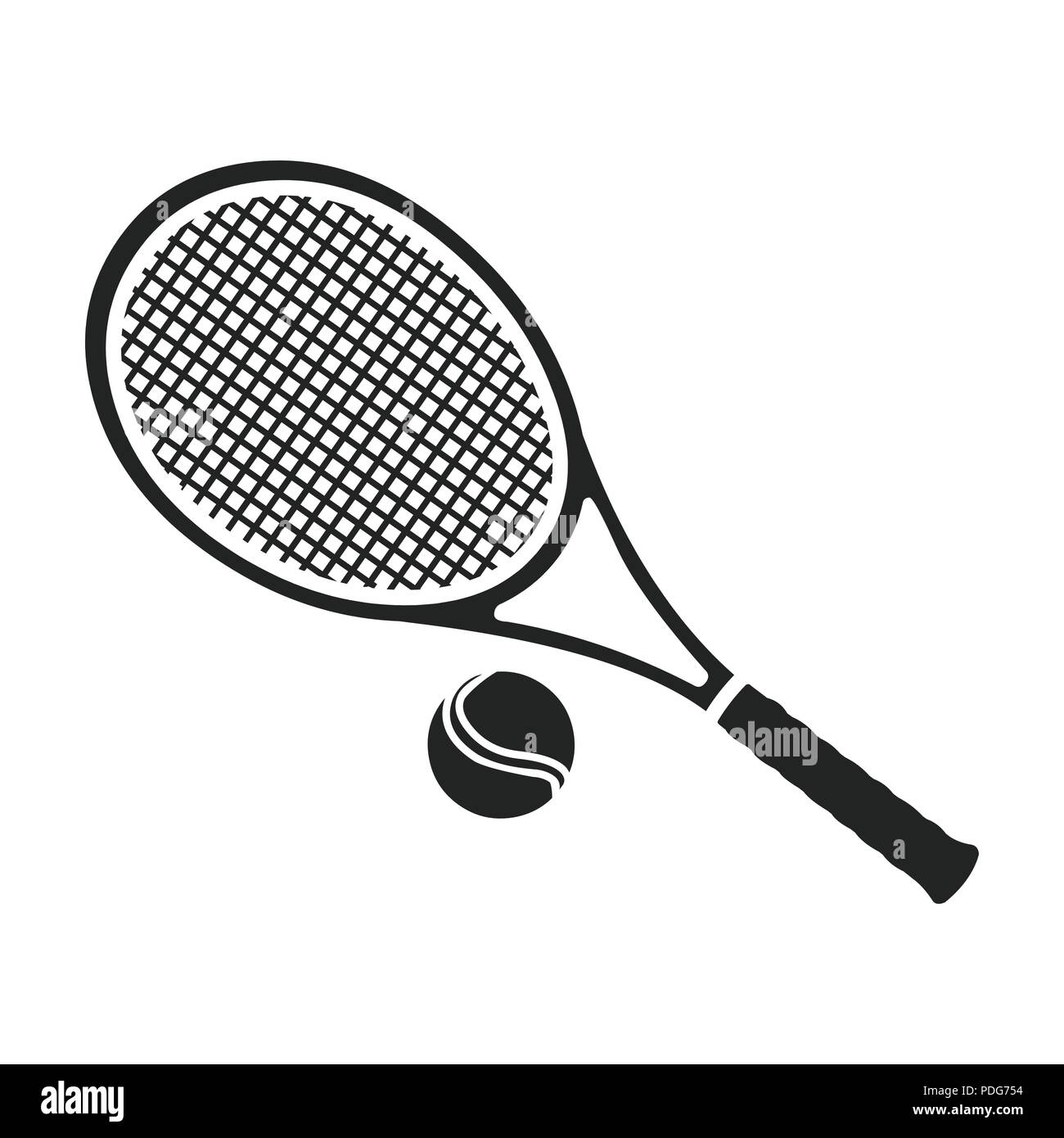 Tennis Symbol in schwarz auf weißem Hintergrund. Sport und Fitness