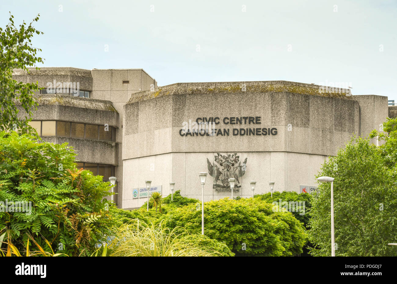 Das Civic Center Gebäude in Swansea, Wales. Sie sind die Hauptverwaltung von der Stadt und der Grafschaft von Swansea örtliche Behörde. Stockfoto