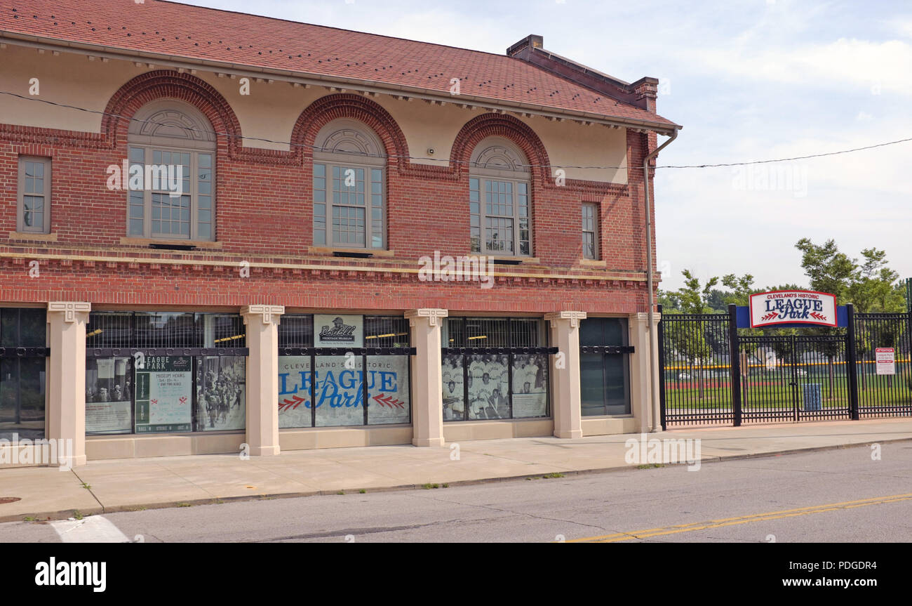 Cleveland's Historic League Park und Baseball Heritage Museum in der Hough Nachbarschaft von Cleveland, Ohio, USA. Stockfoto