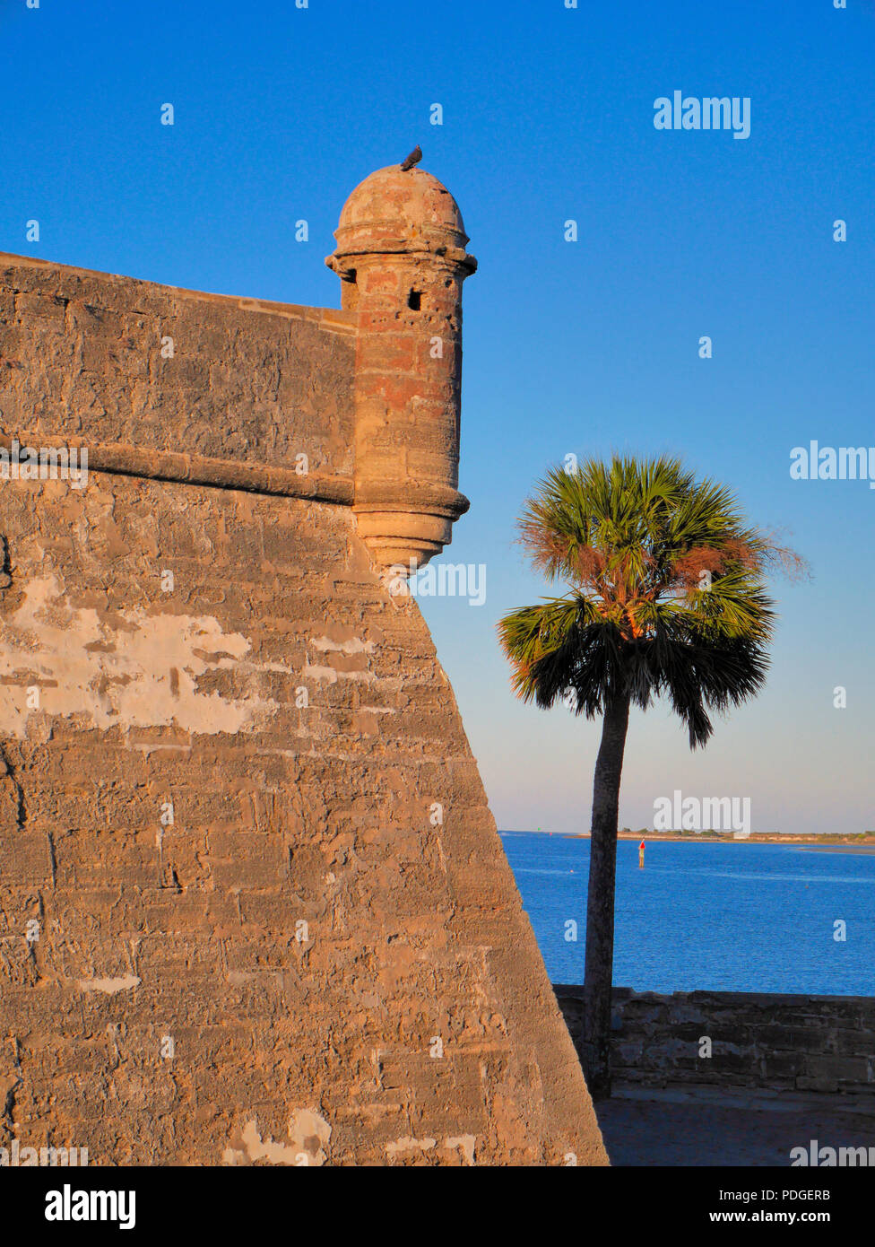 Castillo de San Marcos, St. Augustine, FL, die älteste gemauerte Festung in den USA. Erbaut von den Spaniern Anfang 1672. Stockfoto