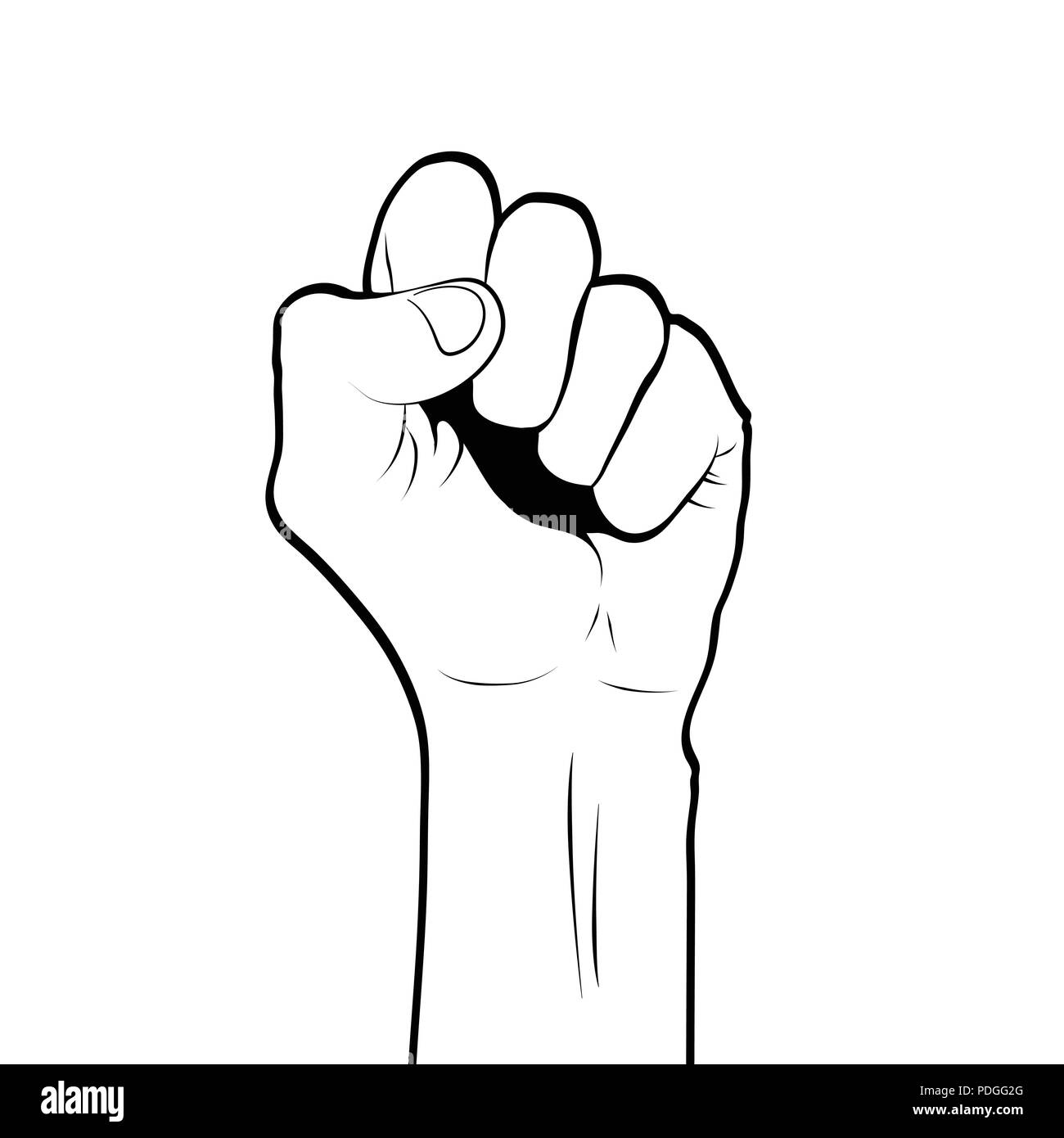 Erhobene Faust in der Luft, geballte Faust, Macht, Sieg, revolution Konzept Stock Vektor