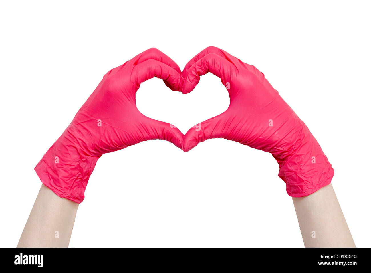 Herz von Red medizinische Handschuhe, gesunde Lebensweise, Nutzen von Vitaminen, Impfung, Angst vor Injektionen, Medizin, Pharmazie, Präsentation, q Stockfoto