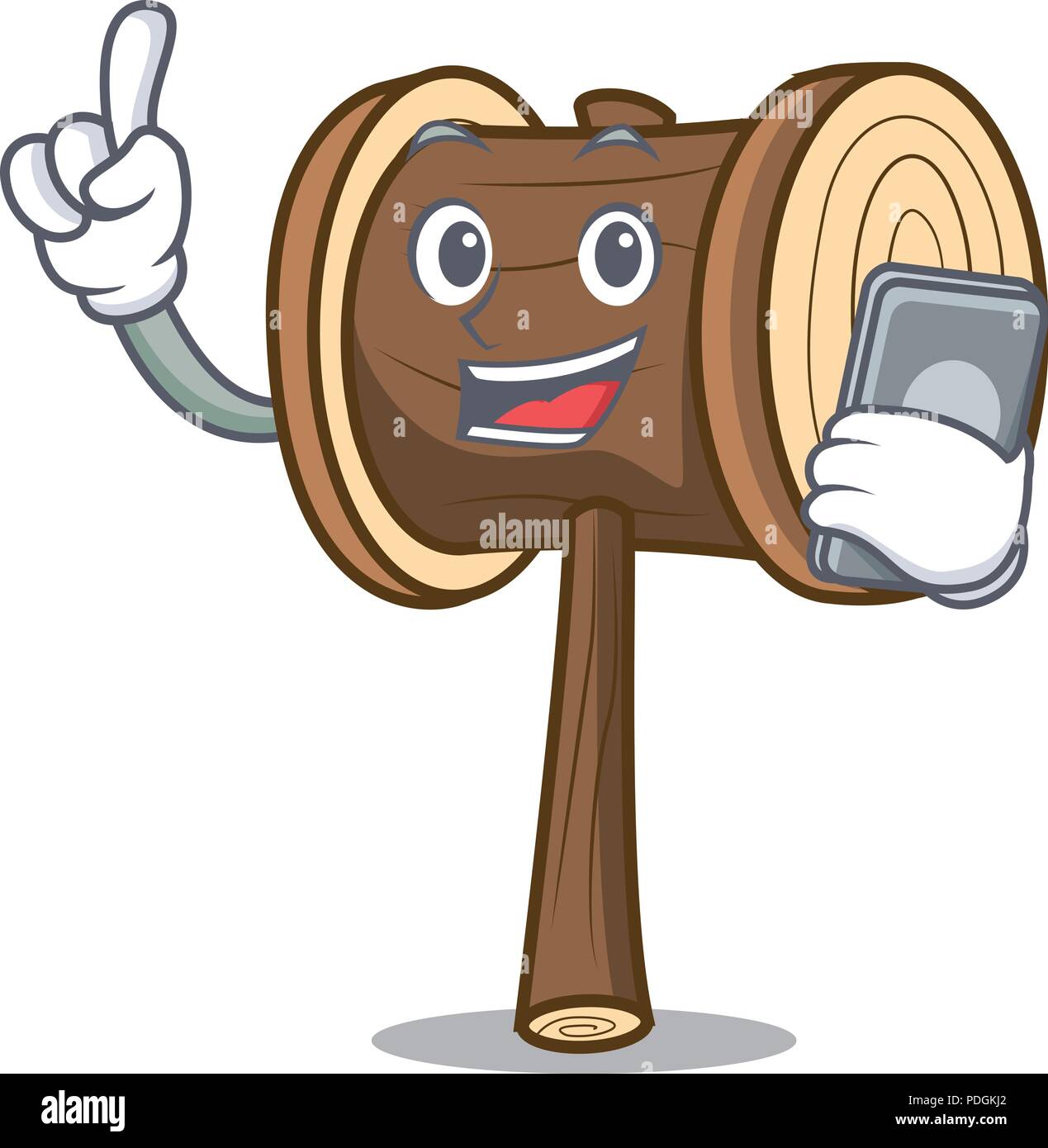 Mit Phone mallet Charakter Cartoon Stil Stock Vektor