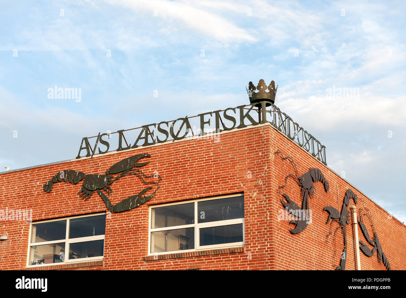 Læsø Fiskeindustri (Læsø fischverarbeitenden Industrie); Oesterby, Læsø, Dänemark Stockfoto
