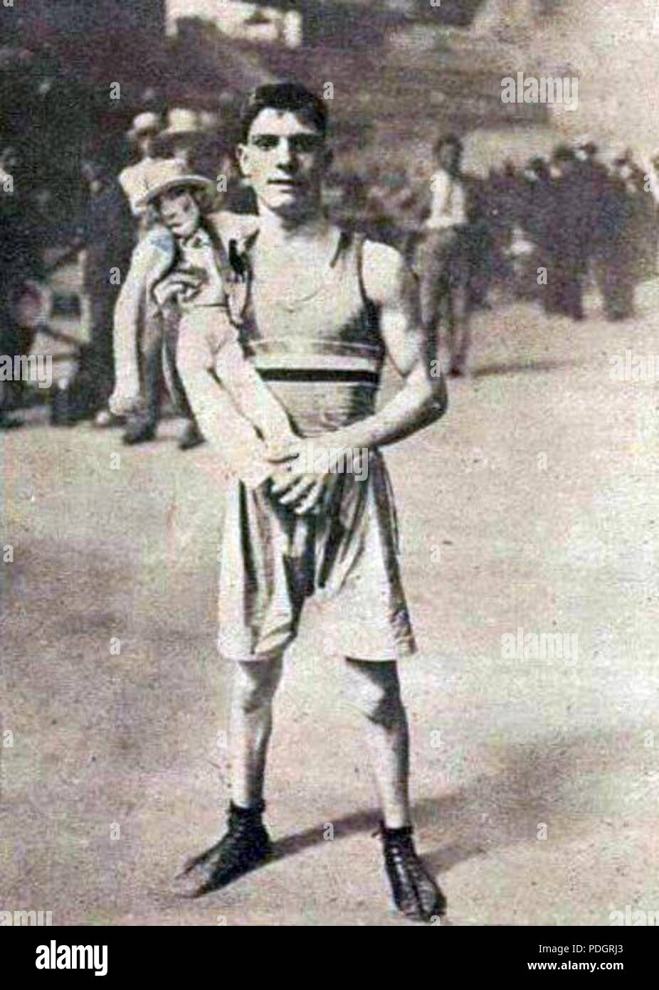 202 Le boxeur Jean Cès et sa Mascotte, aux JO de Paris 1923 Stockfoto