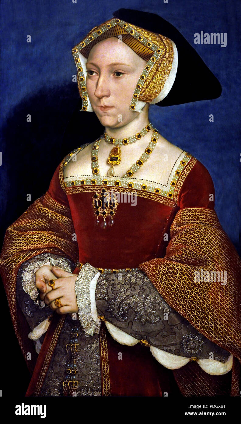 Jane Seymour (um 1509-1537 von Hans Holbein (der Jüngere) Deutscher Deutschland Jane Seymour mit dem Englischen König Henry VIII (1491 - 1547) als Herrscher verheiratet. Zwischen der Ehe des Paares am Ende Mai 1536, die von Jane's Proklamation an die Königin ein paar Tage später folgte und der frühe Tod des noch nicht dreissig Jahre alt, im Oktober 1537. Stockfoto