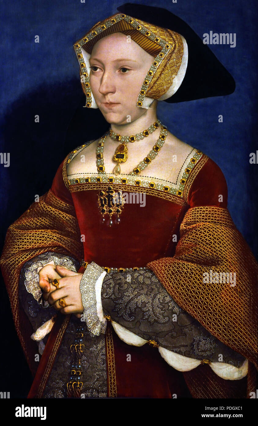 Jane Seymour (um 1509-1537 von Hans Holbein (der Jüngere) 1497-1543, Deutschland Jane Seymour heiratete als Herrscherin den englischen König Heinrich VIII. (1491 - 1547). Zwischen der Heirat des Paares Ende Mai 1536, der wenige Tage später Janes Proklamation an die Königin folgte, und dem frühen Tod des noch nicht dreißigjährigen im Oktober 1537. Stockfoto