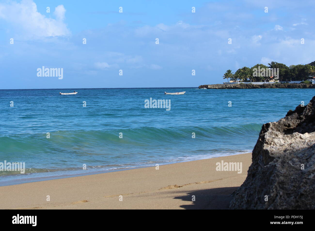 Boote aus dem Sosua Dominikanische Republik Küste Stockfoto