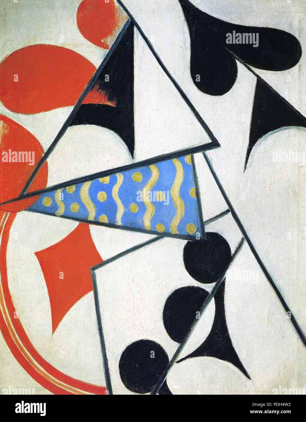 13 Vier Asse. Gleichzeitige Darstellung (Rozanova, 1915) Stockfoto