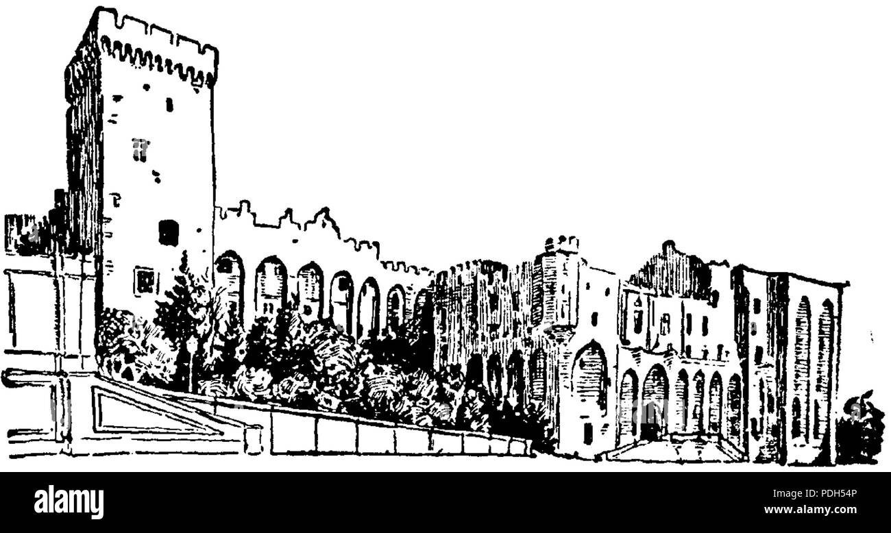 275 Påfliga palatset ich Avignon, Nordisk familjebok Stockfoto