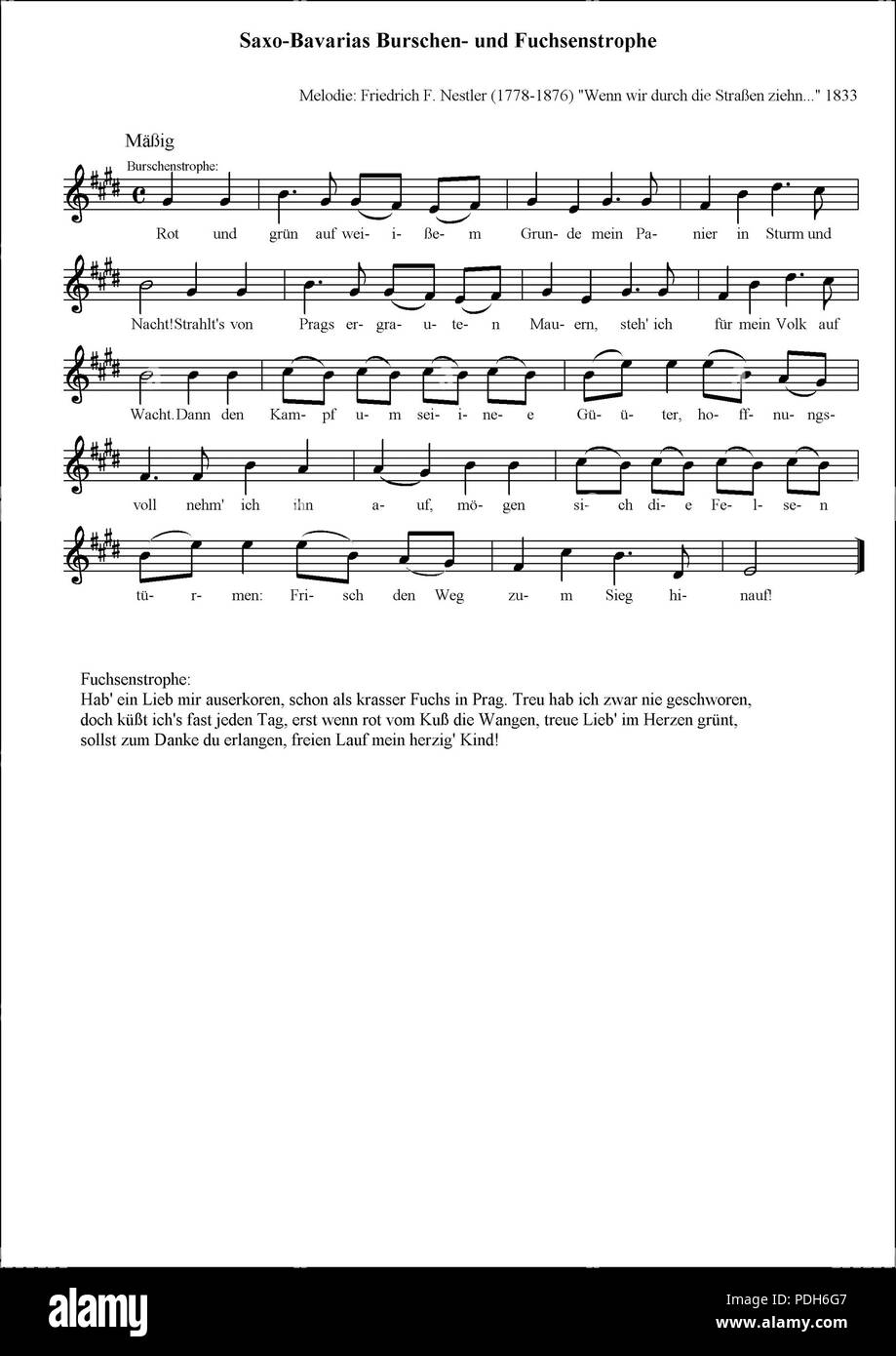 293 Saxo-Bavarias Burschenstrophe Stockfoto