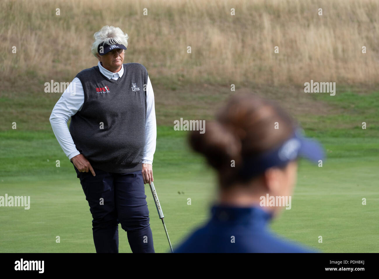 Gleneagles, Schottland, Großbritannien; 9. August, 2018. Tag Zwei der Em-Wettbewerb 2018 in Gleneagles. Männer und Frauen Mannschaft Meisterschaften Round Robin - 2. Runde. Vier Ball Match Play Format. Georgia Hall und Laura Davies GB Team 1 Credit: Iain Masterton/Alamy leben Nachrichten Stockfoto