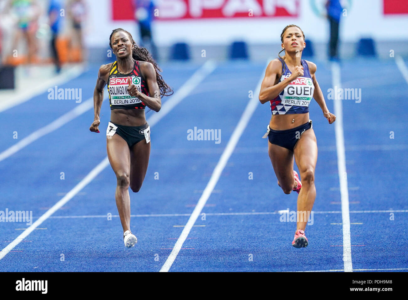 Berlin Deutschland August 9 2018 Mbongo Cynthia Bolingo Von Belgien Und Floria Guei Von Frankreich Wahrend 400 Meter Halbfinale Fur Frauen Im Olympiastadion In Berlin Bei Der Leichtathletik Wm Ulrik Pedersen Csm Credit Cal