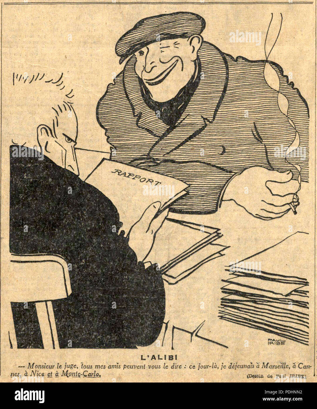 255 Paul Iribe-L'Alibi - Le Journal - 7 avril 1934 Stockfoto