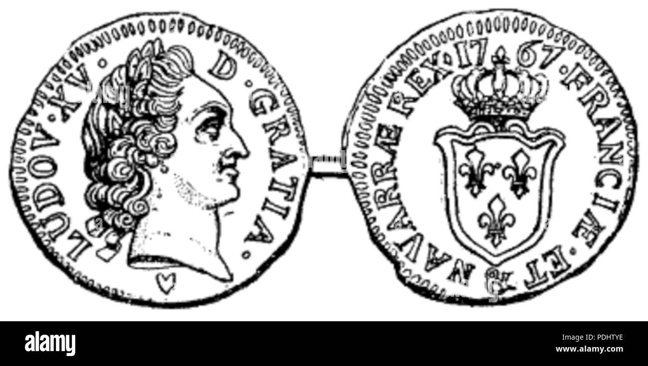 298 Sou Kupfer Münze für Ludwig XV. von Frankreich 1767 geprägt Stockfoto