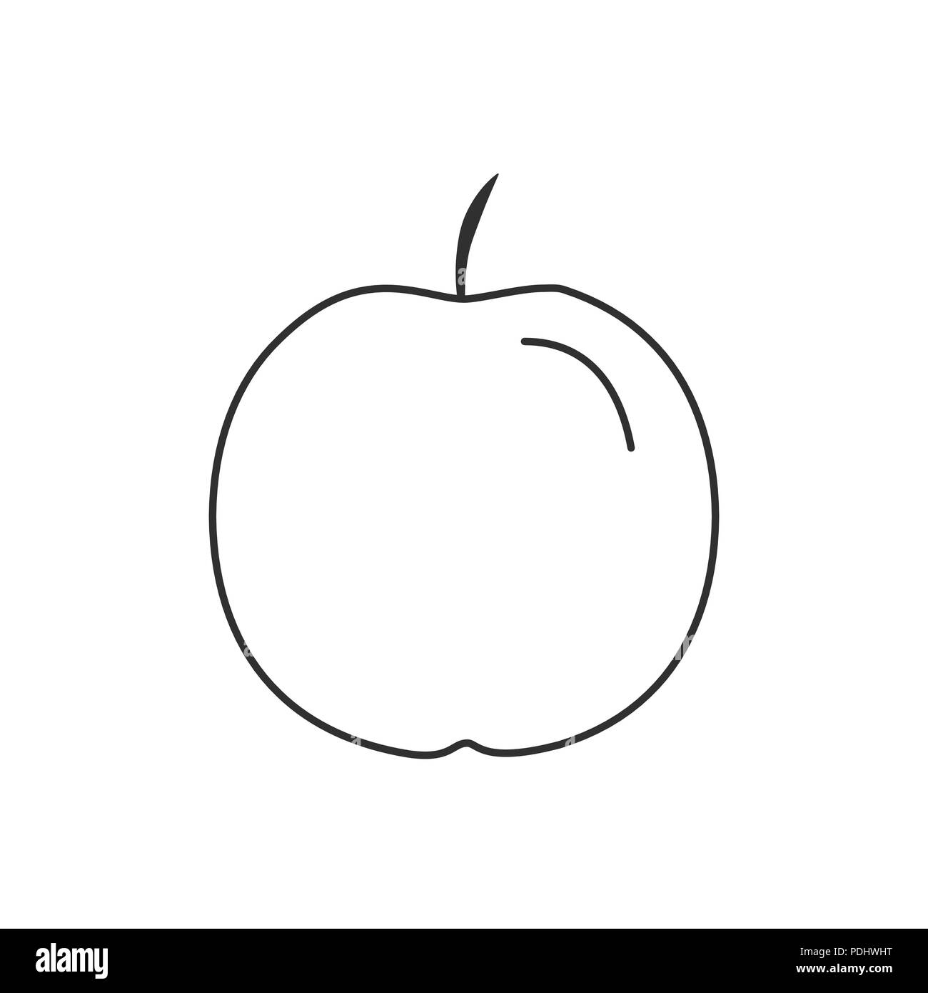 Apple Symbol in flache schwarze Kontur Design. Stock Vektor