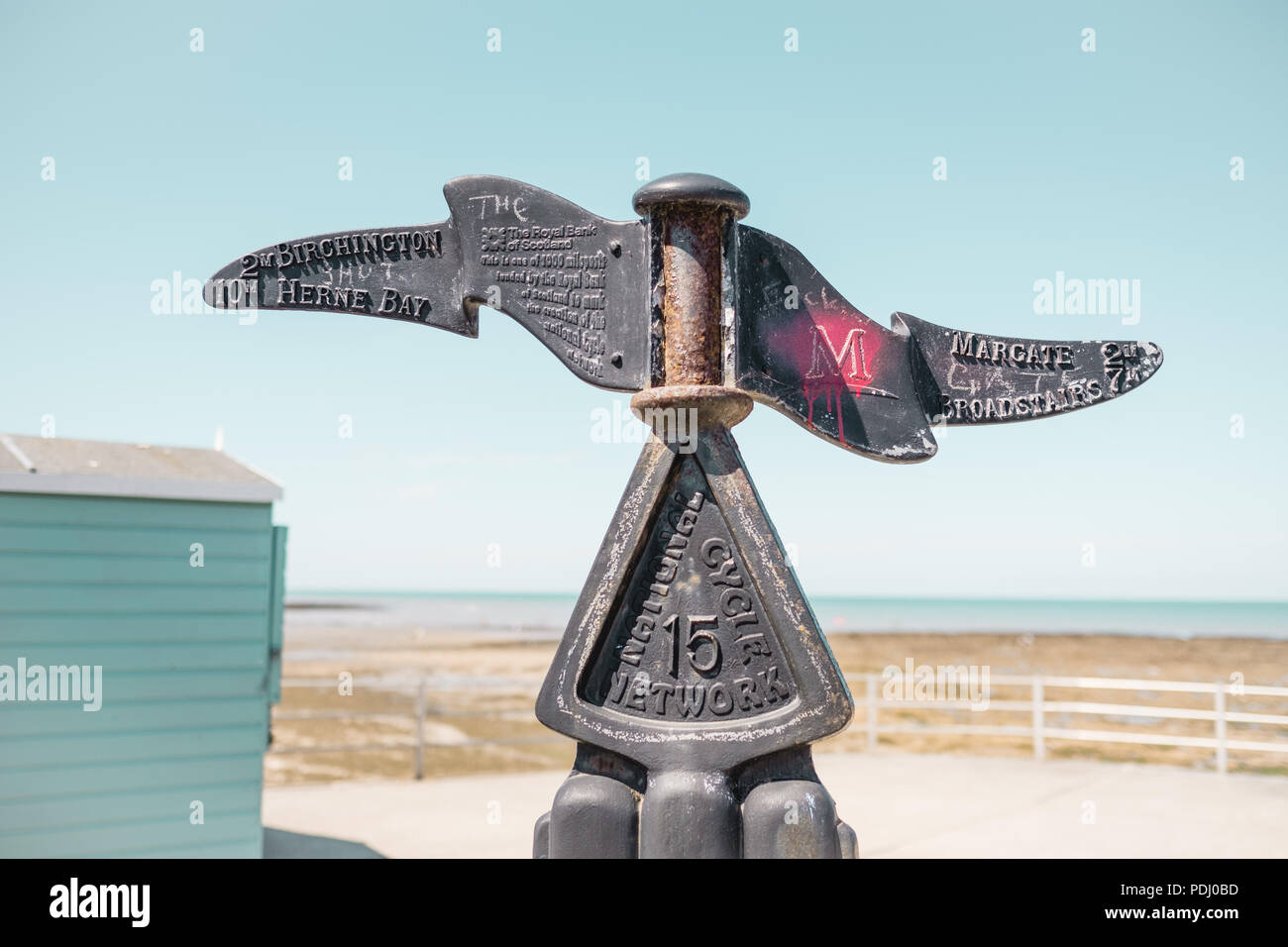 National Cycle Network, St. Mildred's Bay, Westagte auf Meer, Westgate, Kent, Großbritannien Stockfoto