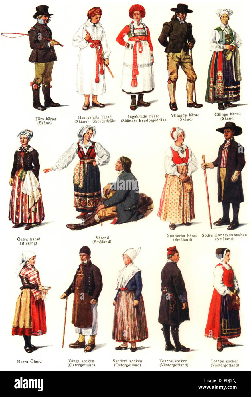 349 Schwedische Nationale Kostüme 1. Stockfoto
