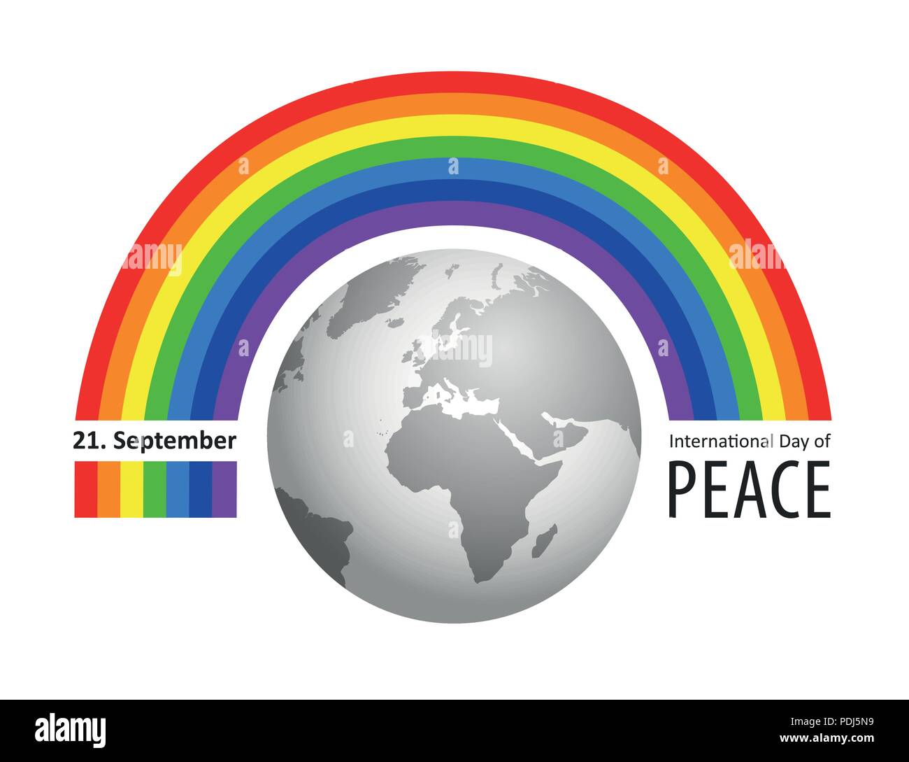 Internationaler Tag des Friedens Rainbow 21. September Vector Illustration Stock Vektor
