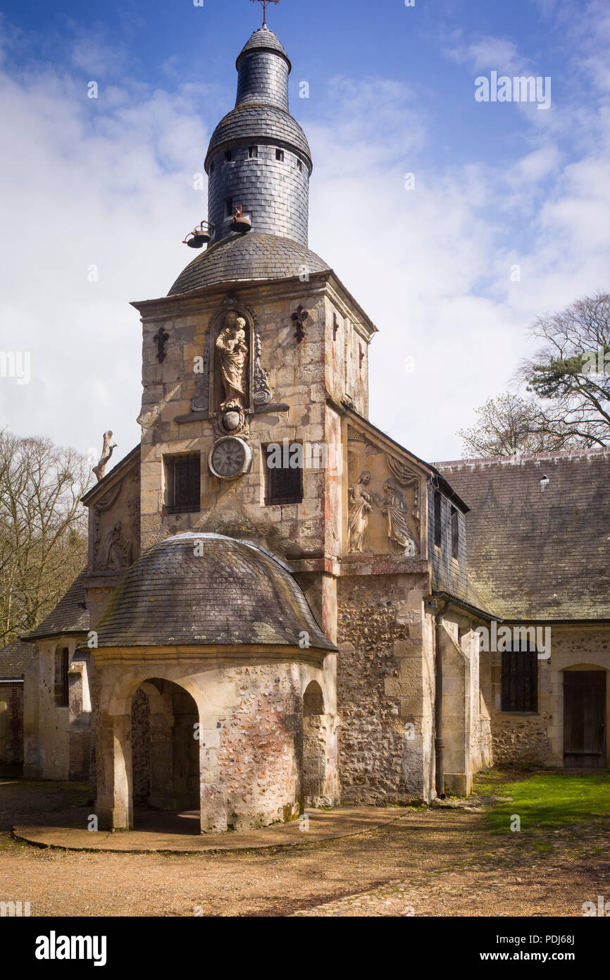 Die Kapelle von Notre Dame de Grace auf der Côte de Grace über Honfleur, Normandie, Frankreich Stockfoto