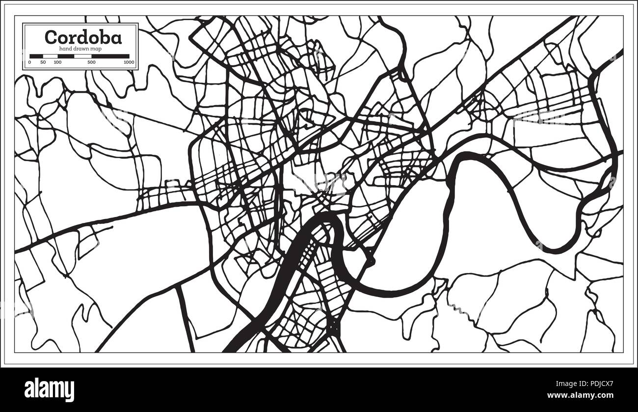 Cordoba Spanien Stadtplan im Retro-stil. Übersichtskarte. Vector Illustration. Stock Vektor