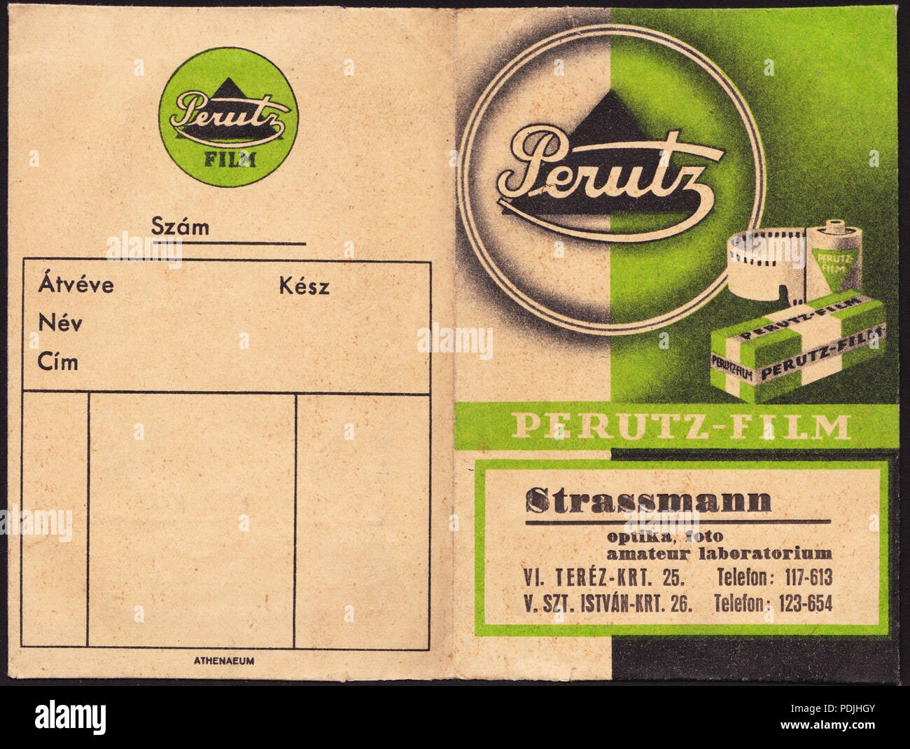 356 Teréz körút 25. - Szent István körút 26., Strassmann optika, optika és szaküzlete fotó és amatőr laboratóriuma. 81575 Fortepan Stockfoto