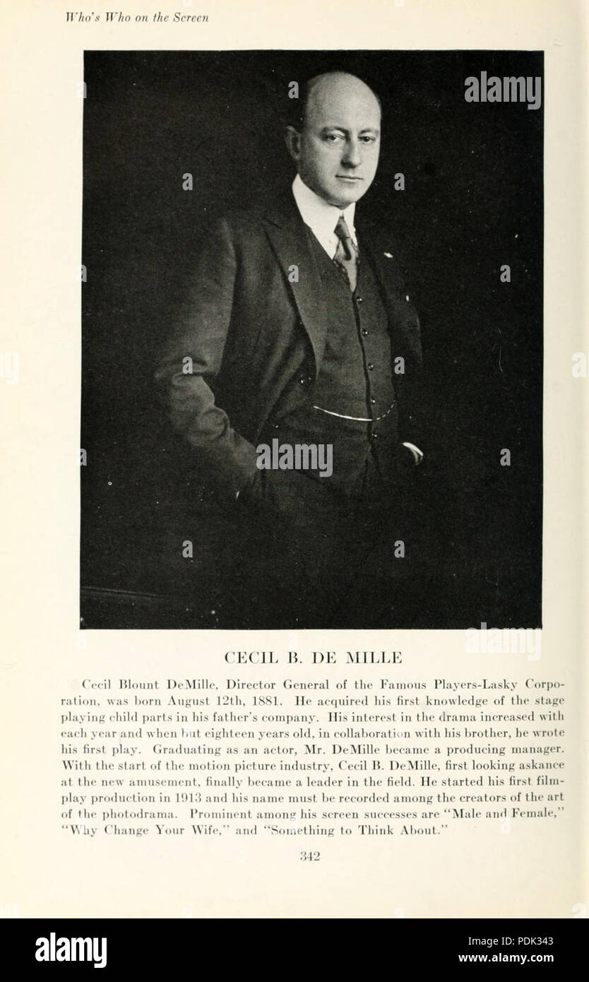 381 WP Cecil B. de Mille 1920 Stockfoto
