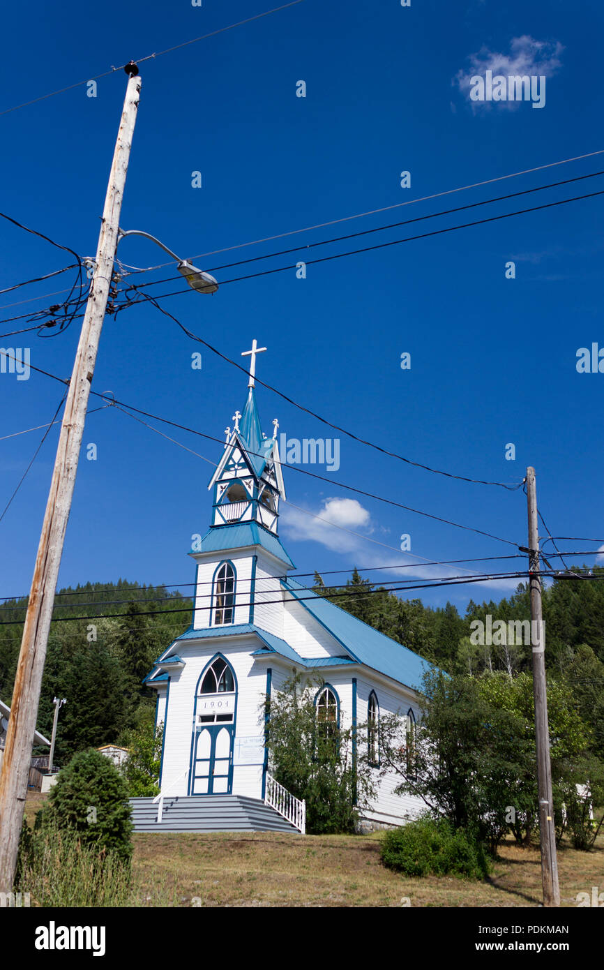 Juli 17, 2018 - Moyie, British Columbia, Kanada: Gebäude Exterieur von St. Peter Katholische Kirche 1904 im Moyie, British Columbia, Kanada gebaut. Mo Stockfoto
