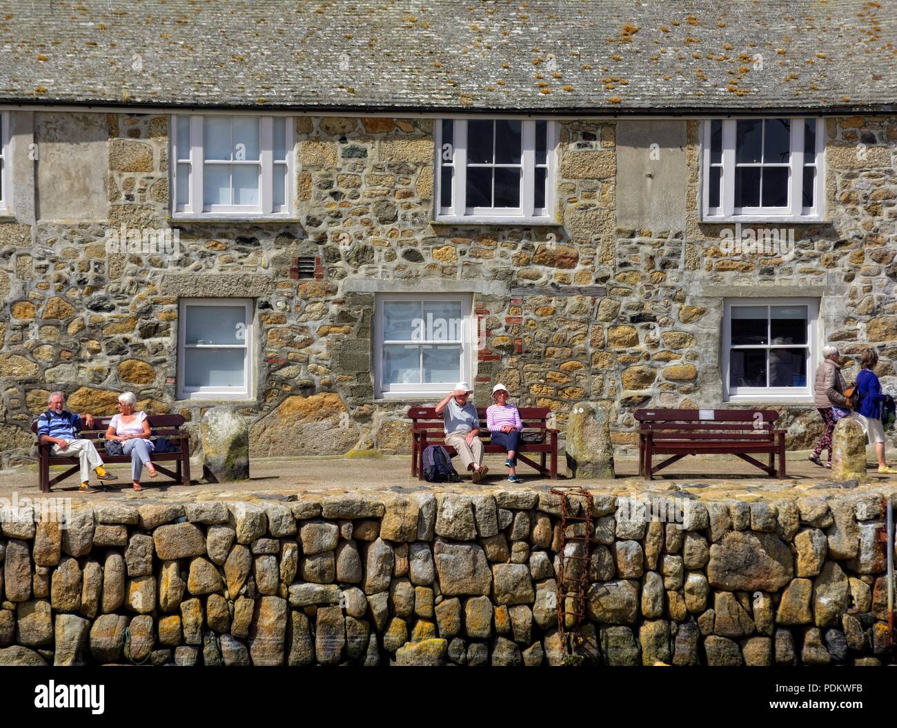 Hafen Meer Cottages, Fowey, Cornwall, England, Großbritannien Stockfoto