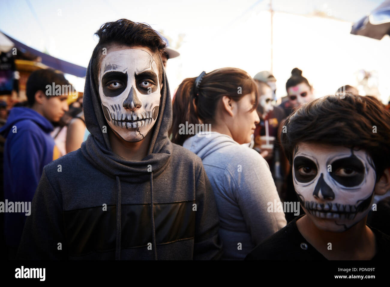 El Dia de Los Muertos. Tag der Toten feiern in Mexiko an der Parroquia de San Andres Apostel, mixquic. Stockfoto