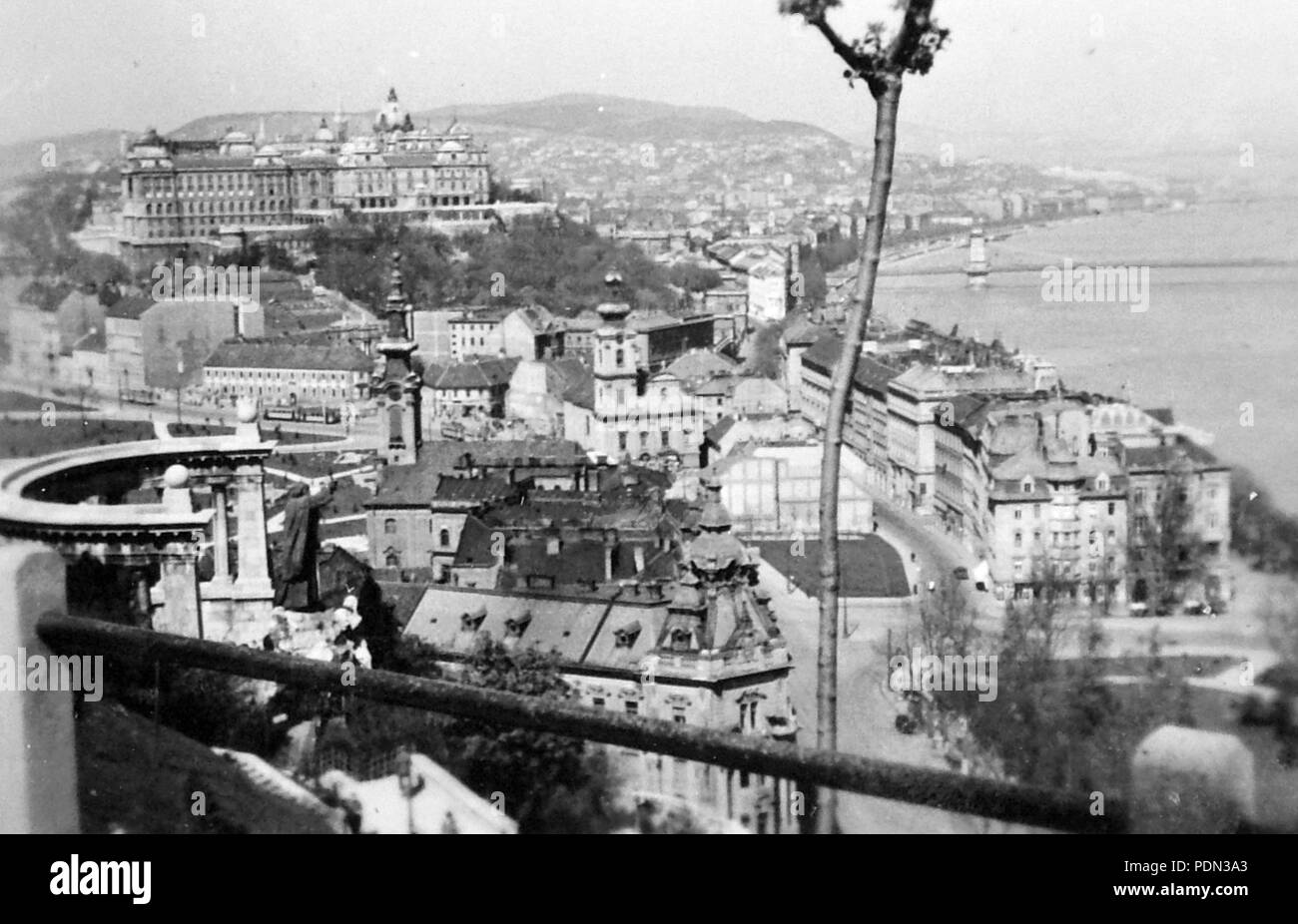 6 Látkép ein budai Vár felé. 8284 Fortepan Stockfoto