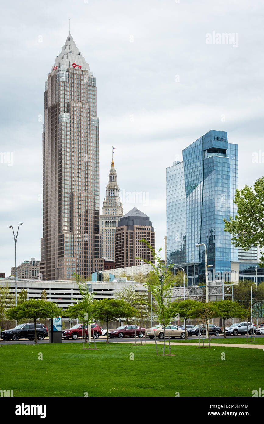 Wolkenkratzer in der Innenstadt von Cleveland, Ohio Stockfoto