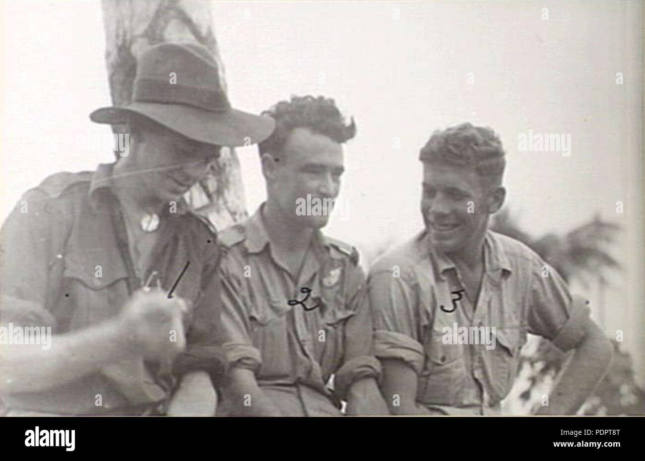 8 8 Squadron RAAF Flugbesatzungen mit der Armee in Neuguinea Dez 1944 AWM 084213 Stockfoto