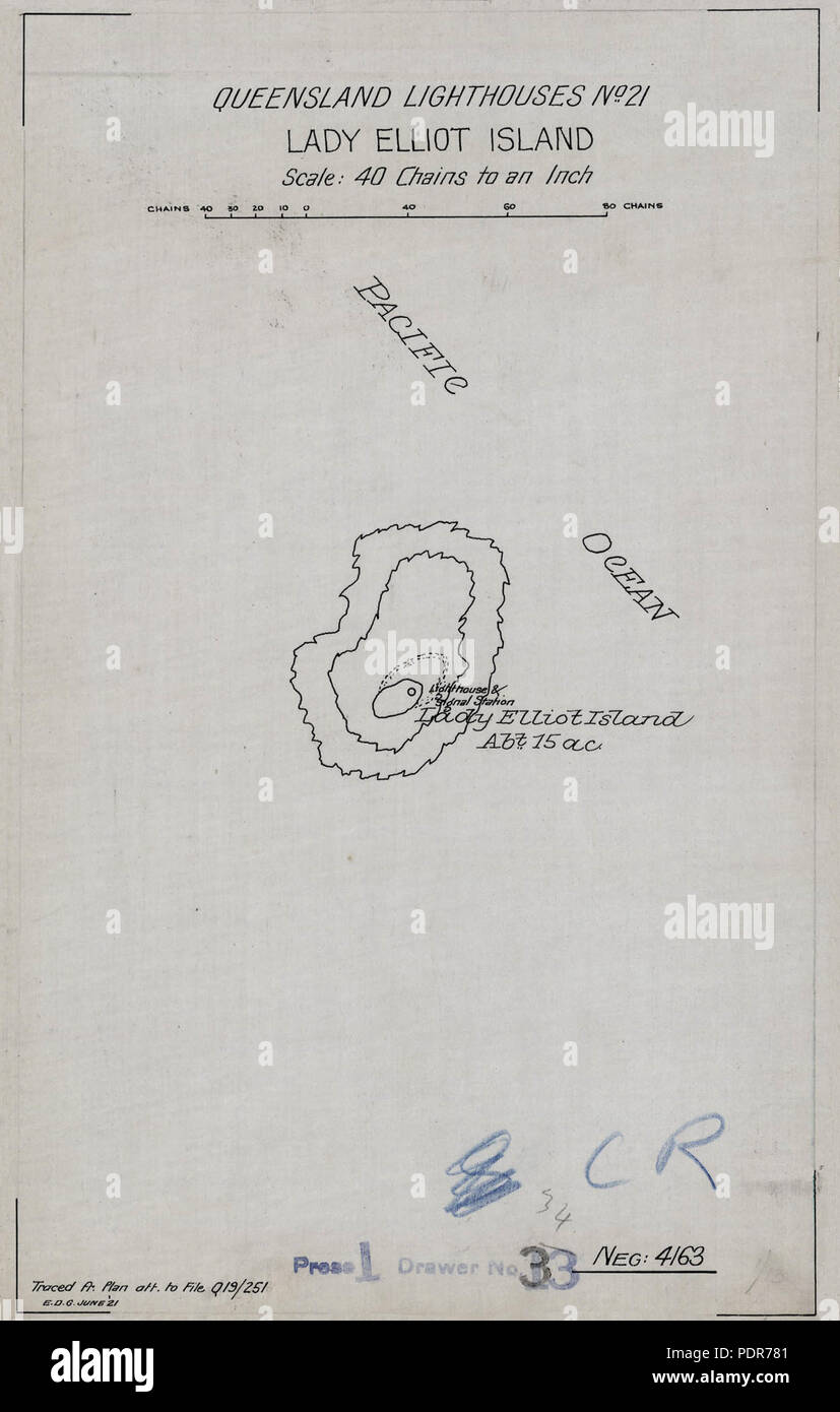 76 Lady Elliot Island (QLD Leuchttürme Nr. 21) - Plan, 1921 Stockfoto