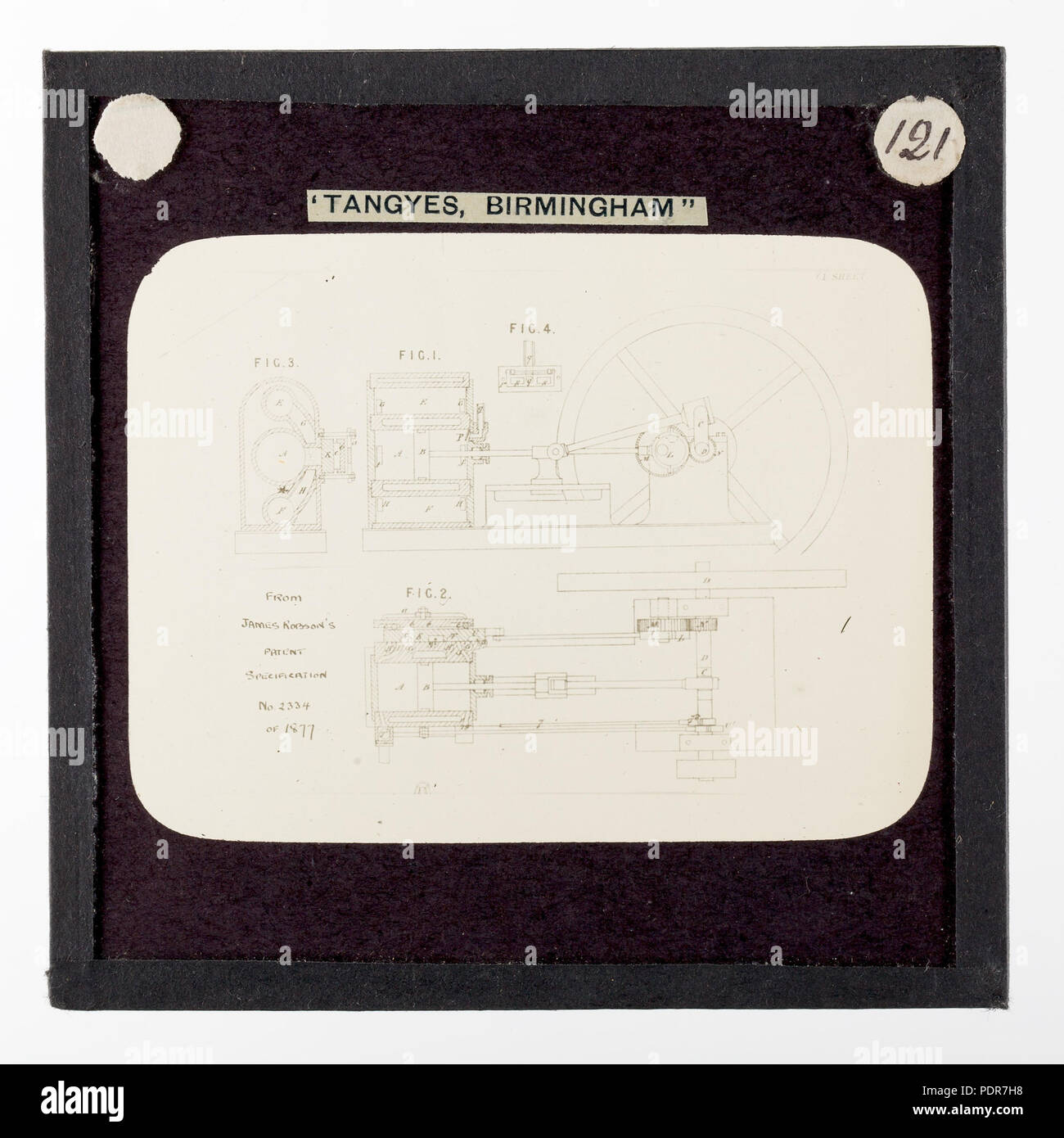 77 Laterne Folie - Tangyes Ltd, Robson Gas Engine Schaltplan, 1877 Stockfoto