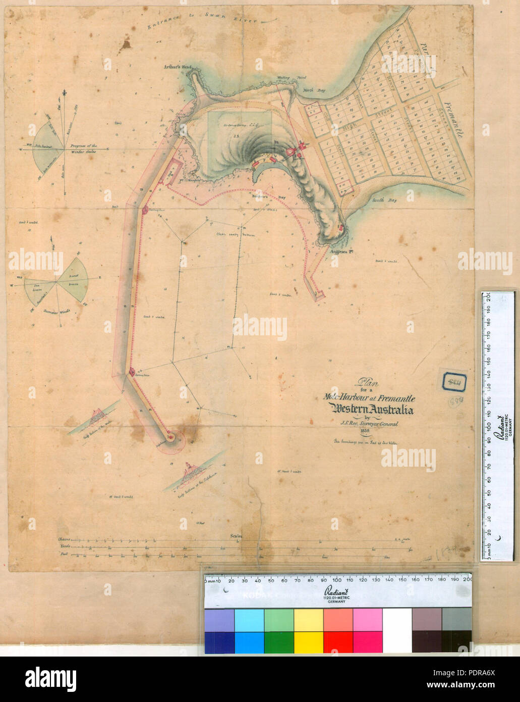 95 Teil des Plans für die Mole Hafen von J.S. Roe Surveyor-General Stockfoto