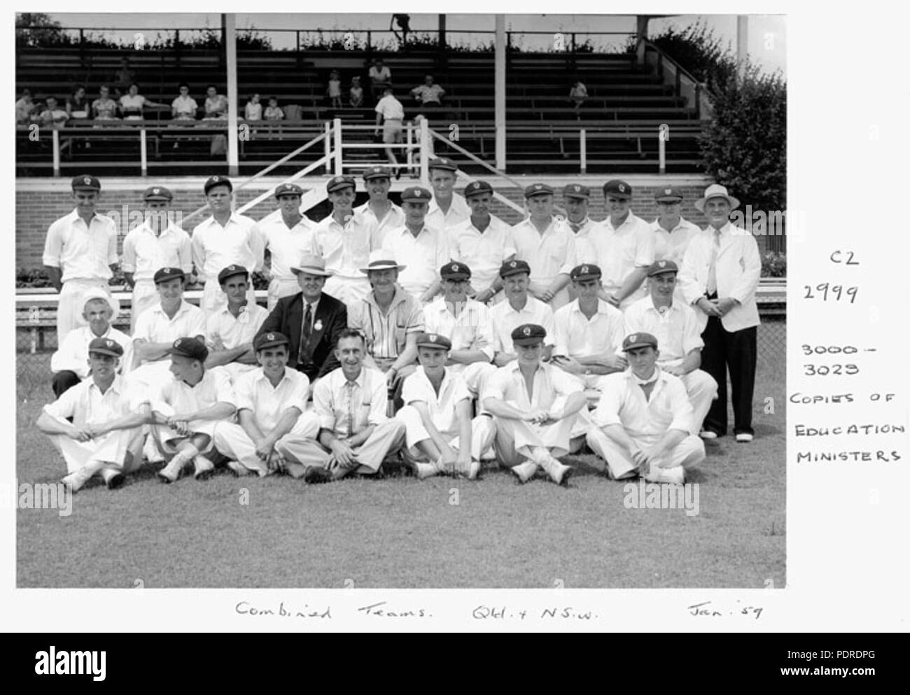 120 Queensland State Archive 6328 Öffentlicher Dienst Kommissare Abteilung Cricket Teams Queensland und New South Wales Januar 1959 Stockfoto