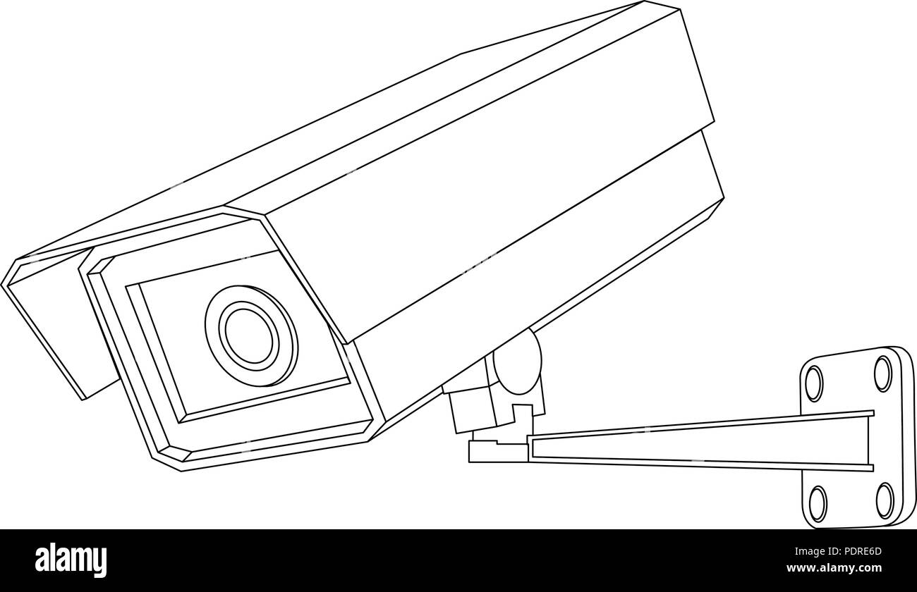 CCTV-Kamera. Strichzeichnung Stock Vektor