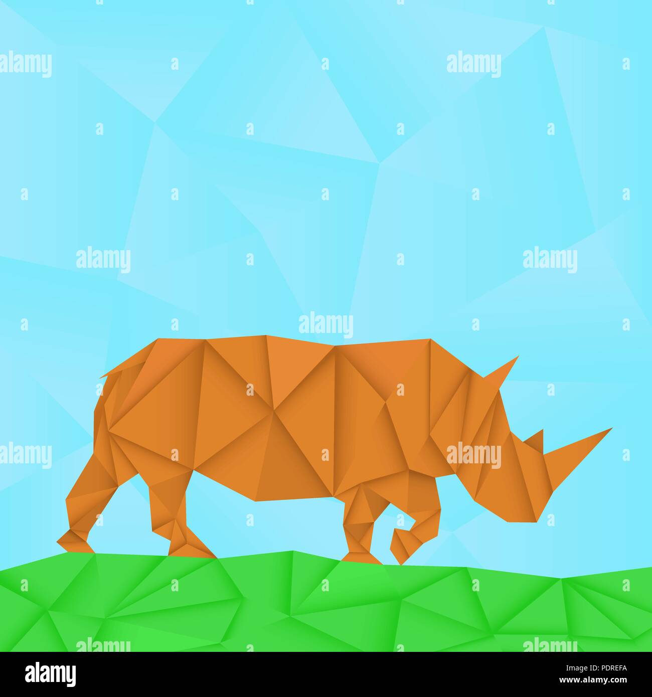 Rhinoceros. Polygonale origami wie Vector Illustration Stock