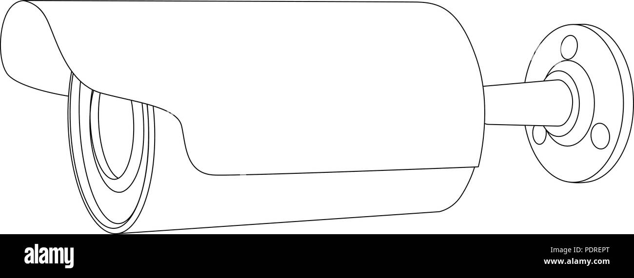 CCTV-Kamera. Von der Seite. Umrisse Vektor Stock Vektor