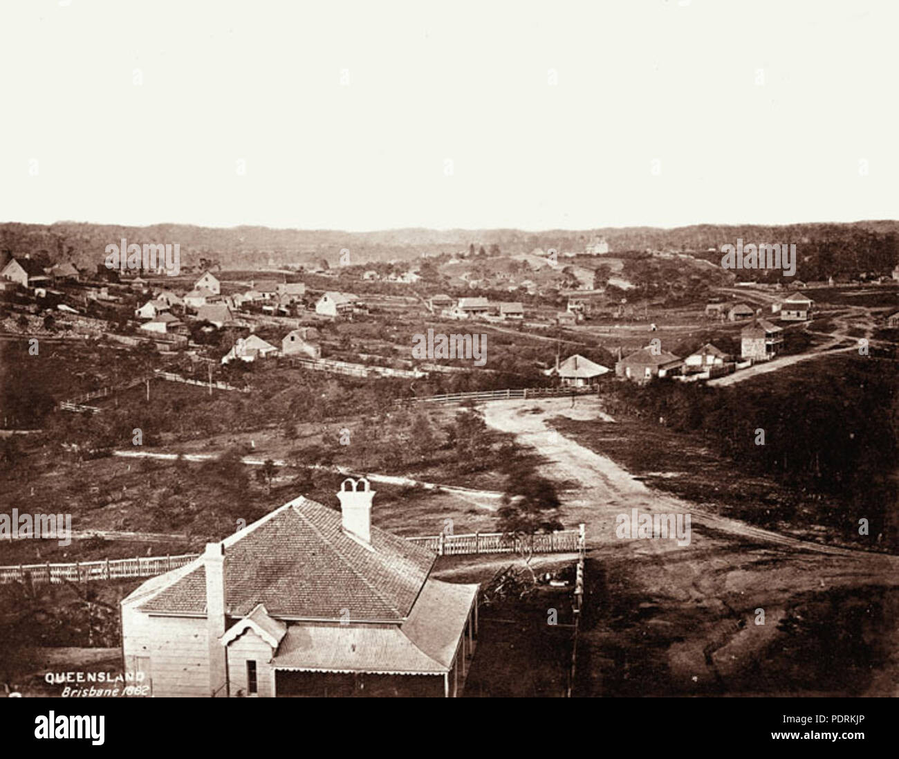 106 Queensland State Archive 2289 Blick auf Brisbane 1862 Stockfoto