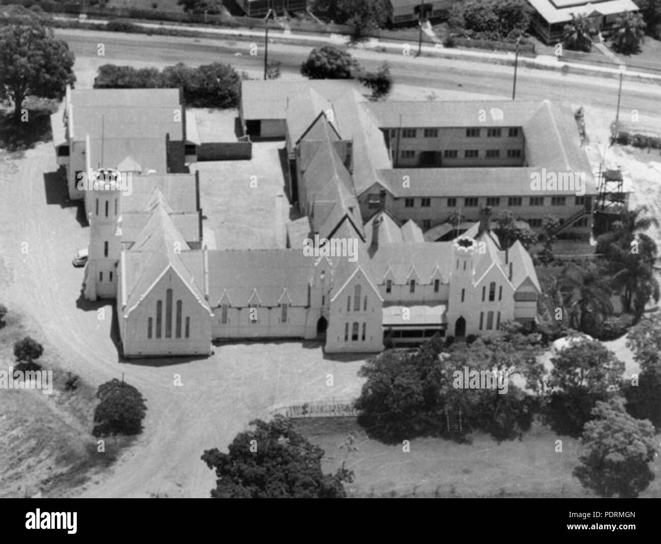 108 Queensland State Archive 2955 Luftbild von Ipswich Grammar School c 1970 Stockfoto